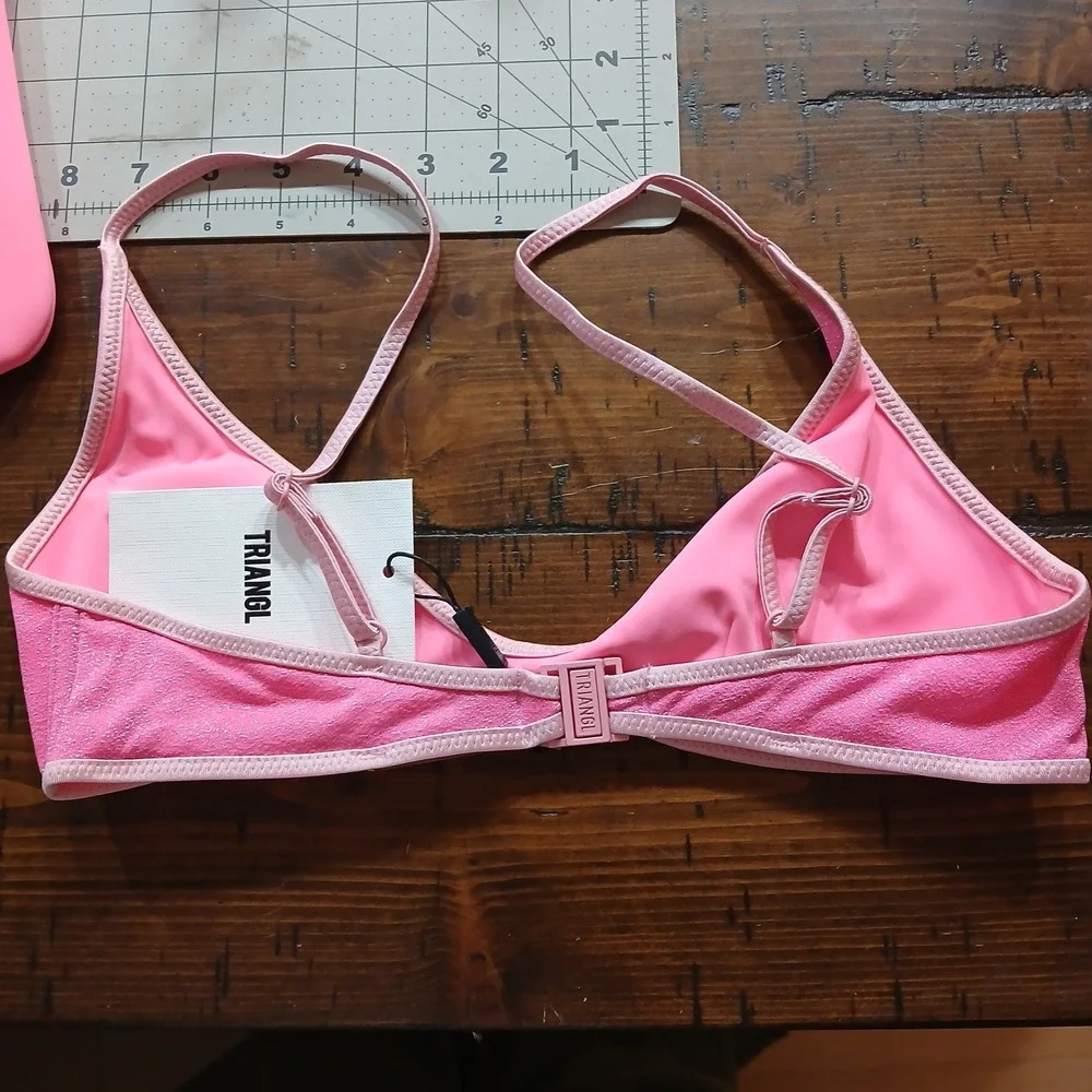 NWT TRIANGL pink punch sparkle S bikini set w/ bag beach coquette fairy y2k doll